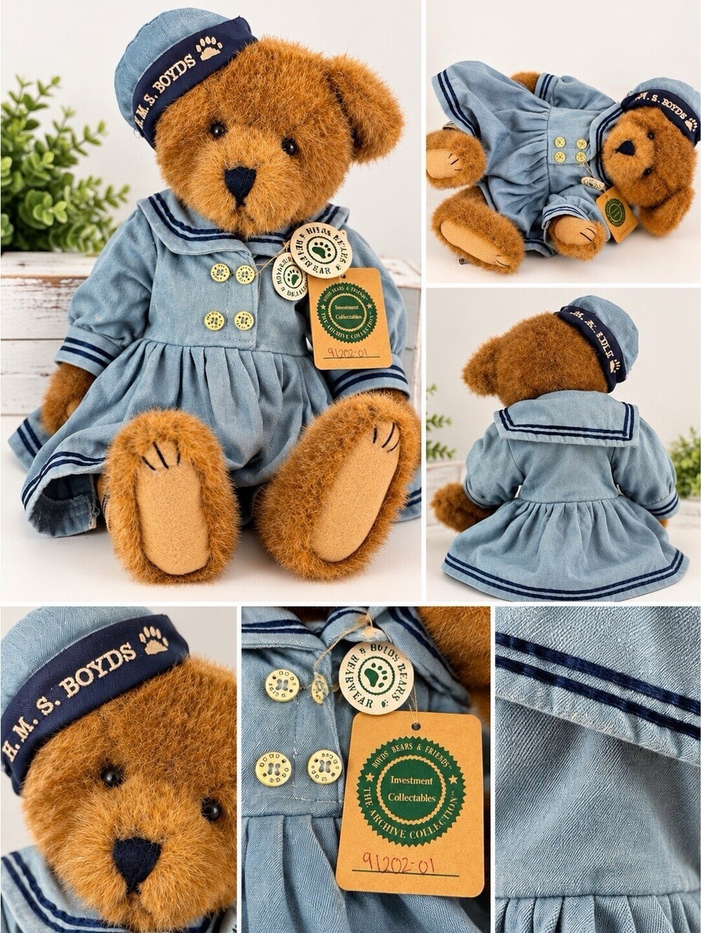 2002 Boyds Bears Mercedes Fitzbruin #91204 ~ Sailor ~ Tagged ~ 8 "